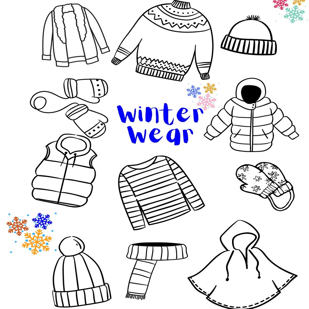 Winter Wear Coloring Page Printable