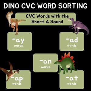 Dino CVC “a” Word Sorting Bundle