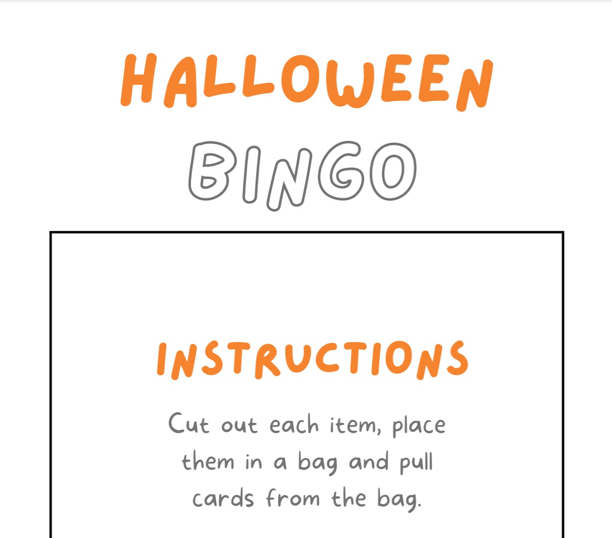 Halloween Bingo Printable 3×3 Printable