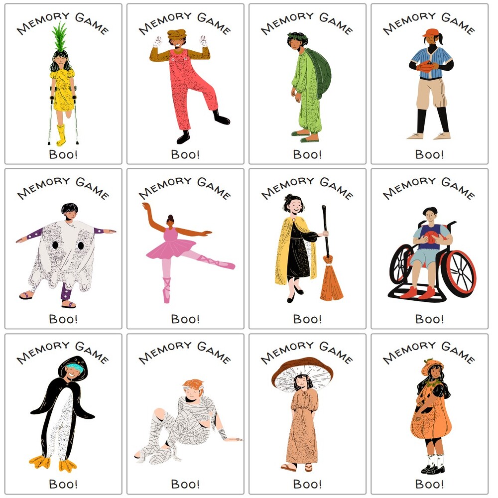 Halloween Costume Matching Game Worksheet Printable