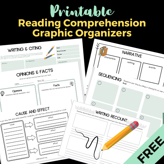 Back to School Reading Comprehension Graphic Organizers Printable