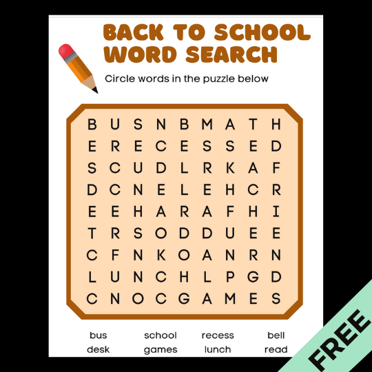 Back to School Word Search Freebie