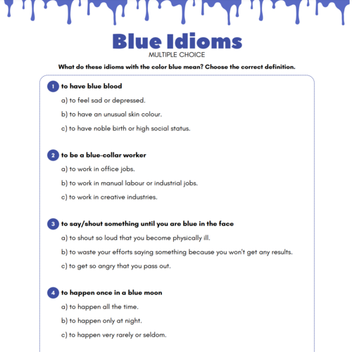 Blue Idioms Printable