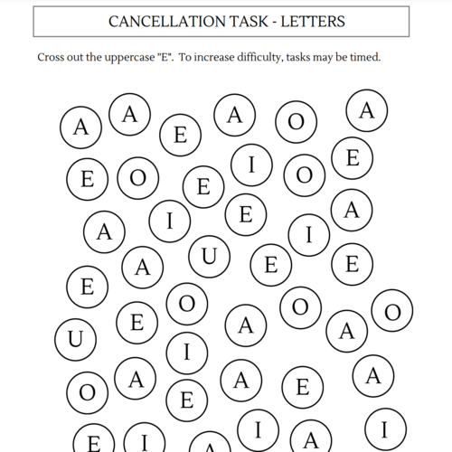 Cognition – Letter Cancellation Tasks for Attention (E-H) Printable