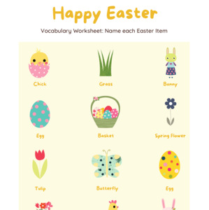 Easter Early Language Worksheets Freebie