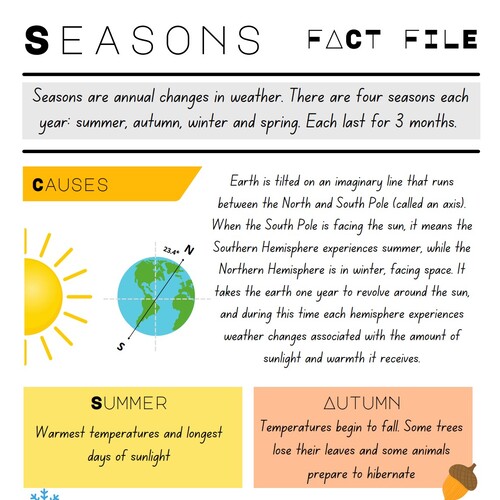 Fact File Seasons Printable