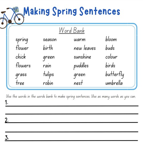 Making Spring Sentences Printable