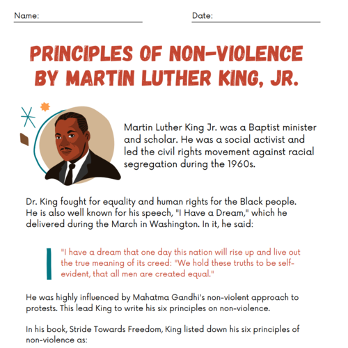 Principles of Non Violence by Martin Luther King, Jr – Black History Spotlight Printable
