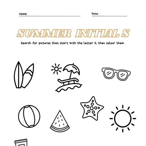 Summer Initial S Worksheet Freebie