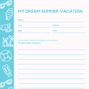 Summer Vacation Journal Prompt Printable